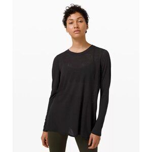 LULULEMON Black Uncovered Tall Long Sleeve Back Tie Top Womens Size 10